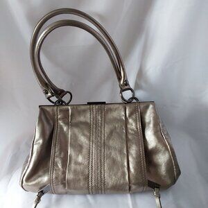 STEVE MADDEN Chic! Unique! Light Gold Metallic Satchel Bag